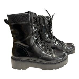 Black Lace-Up Combat Boots